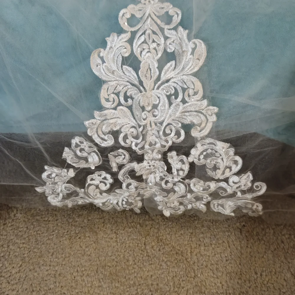 Unbranded White Beaded Tulle First Communion/JR Bridemaid/Formal Dress w/Train